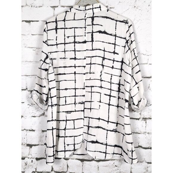 JOHN MARK Rayon/Linen Tunic Lagenlook Artsy Roll-Tab Sleeves Lightweight XL - Picture 4 of 7